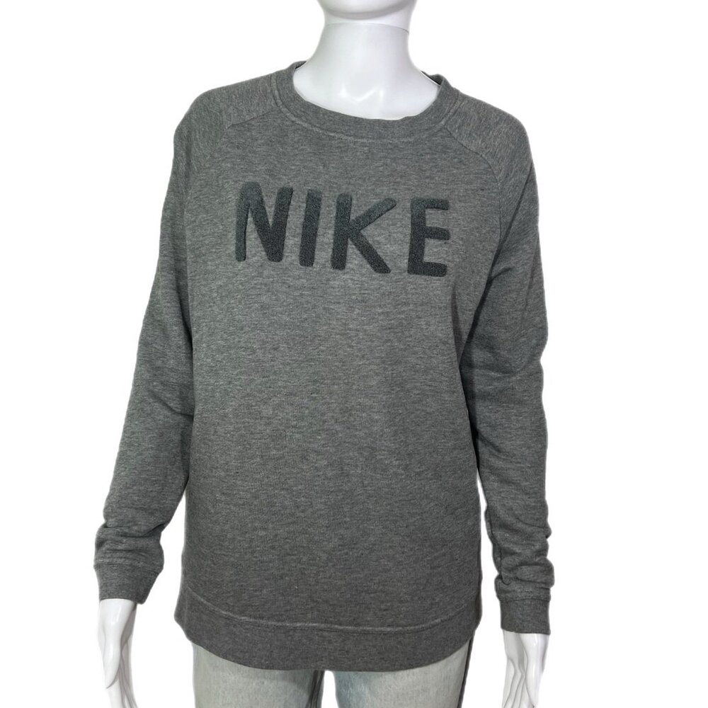 PRE-OWNED - Nike Grey Raised Logo Sweatshirt - Size Small